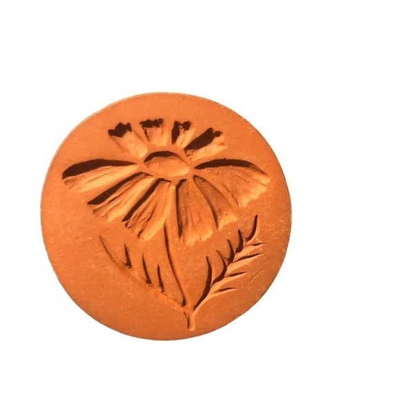 Vintage Terracotta 2” Butter Or Cookie Press Ceram Vintage Clay Butterfly Flower - Picture 5 of 10